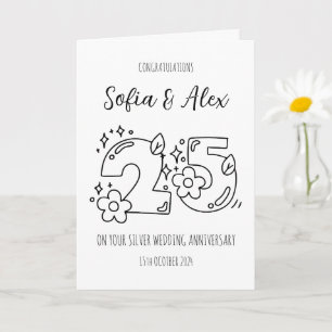 Carte Floral 25e anniversaire mariage salutation
