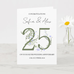 Carte Floral 25e anniversaire mariage salutation