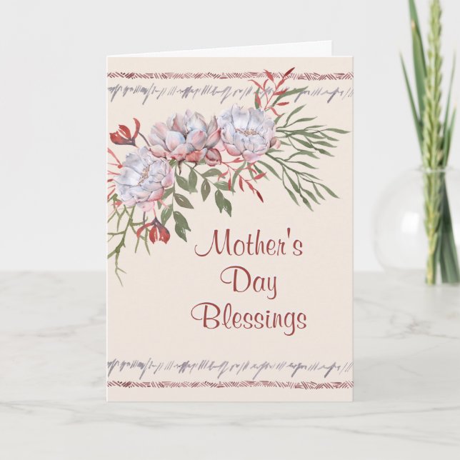 Carte Floral Aquarelle Mère's Day Blessings Scripture (Devant)