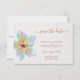 Carte Floral Aquarelle Plumeria Terracotta Mariage