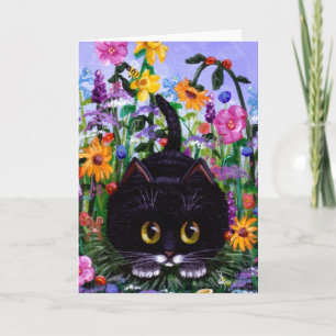 Carte Floral Art Noir Tuxedo Fleurs de chats Créationart