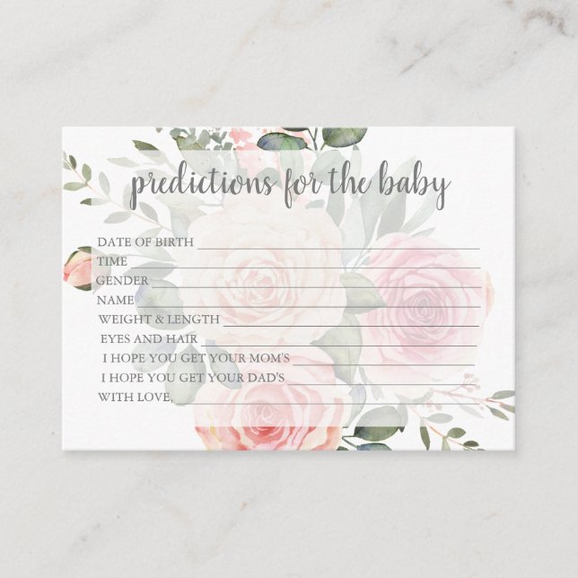Carte Floral Baby Predictions Card (Devant)