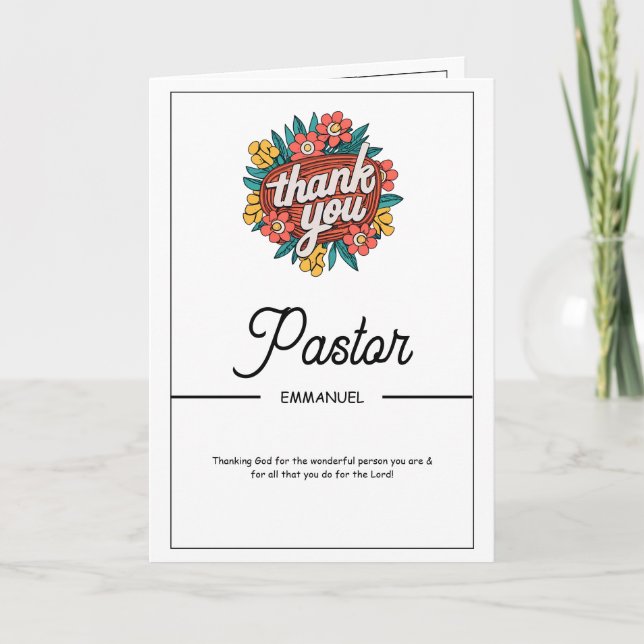 Carte Floral Badge Pastor Appreciation Card (Devant)