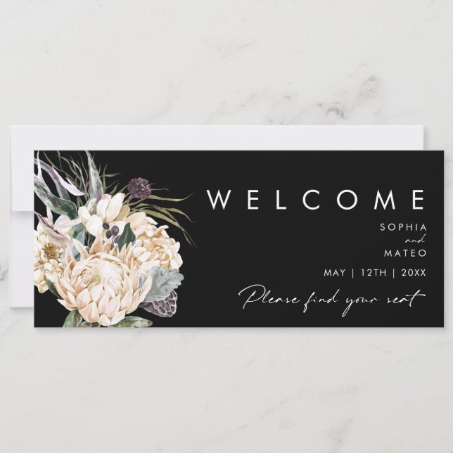 Carte Floral blanc | En-tête du graphique de sièges noir (Devant)