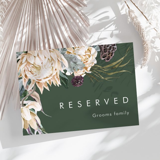 Carte Floral blanc | Panneau réservé vert foncé (Créateur téléchargé)
