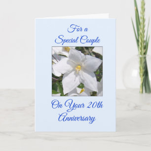 Carte Floral blanc Personnalisé 20e anniversaire de Mari