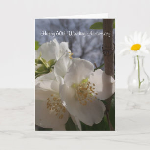 Carte Floral Blanc Personnalisé 60e anniversaire de Mari