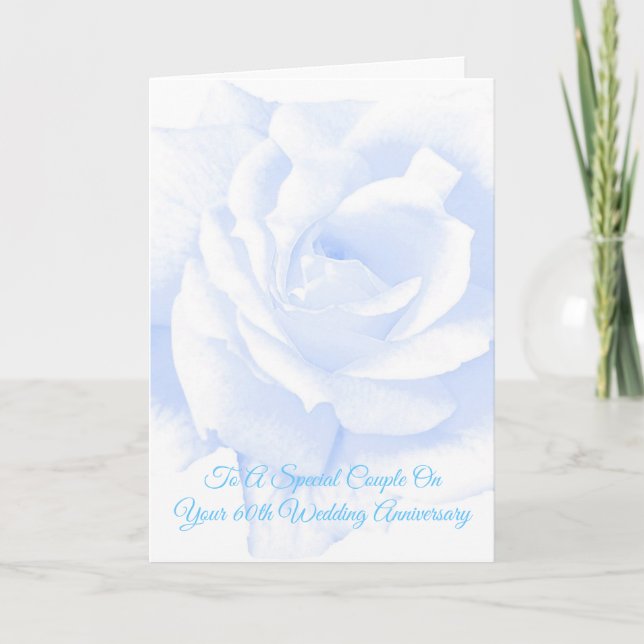 Carte Floral bleu - 60e anniversaire Mariage personnalis (Devant)