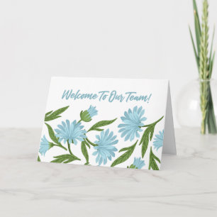 Carte Floral bleu Bienvenue à l'équipe Nouveau employé