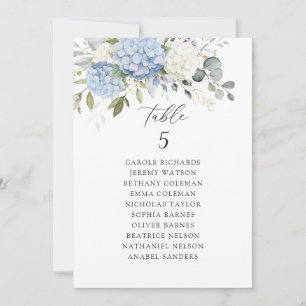 Carte Floral Blue Hydrangea Table Siège Carte