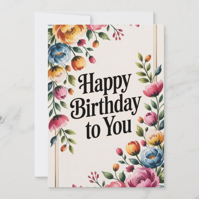 Carte Floral Bonne fête d'anniversaire (Devant)