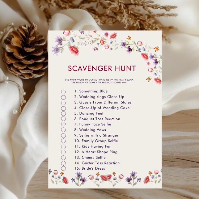 Carte Floral Book Bridal Shower Scavenger Hunt Game  (Créateur téléchargé)