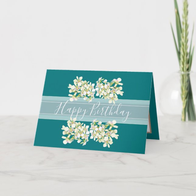 Carte Floral Bouquet Orchidée Fleur Aqua Girl Anniversai (Devant)