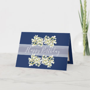 Carte Floral Bouquet Orchidée Fleur Bleu Fille Anniversa