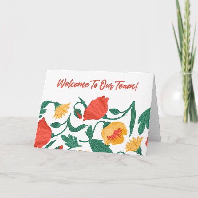 Carte Floral brillant Bienvenue à l'équipe nouvel employ (Devant)