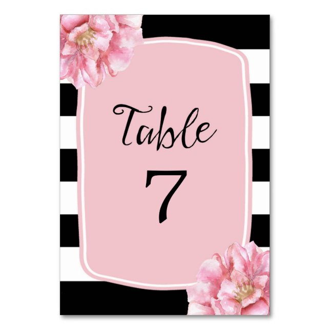 Carte Floral Chic Numéro de table / Rose (Par défaut)