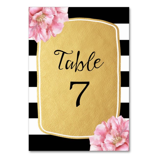 Carte Floral Chic Numéro Table / Or (Par défaut)