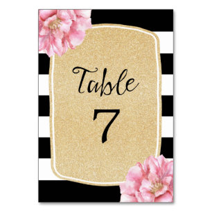Carte Floral Chic Table Numéro / Champagne