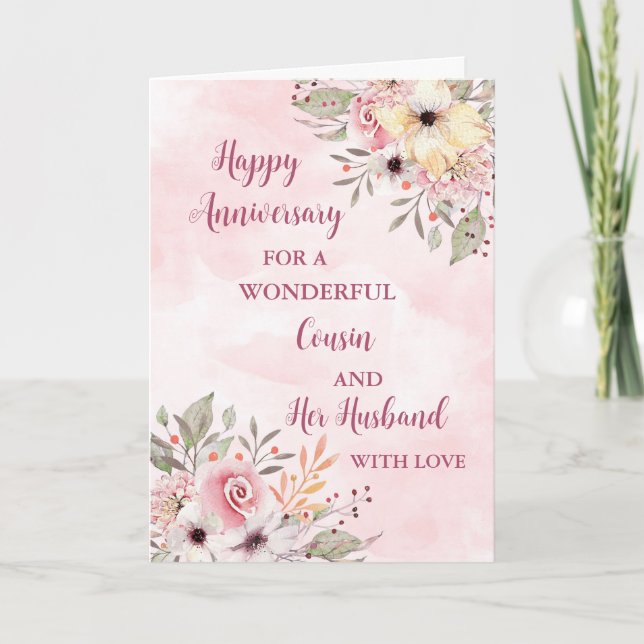 Carte Floral Cousin et son anniversaire de Mariage du ma (Devant)