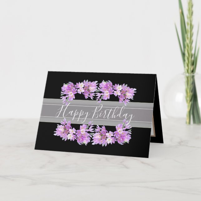 Carte Floral Crocus Flower Bouquet Rose Girl Anniversair (Devant)