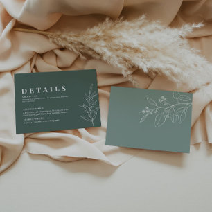 Carte Floral Dark Sage Green Mariage Détails