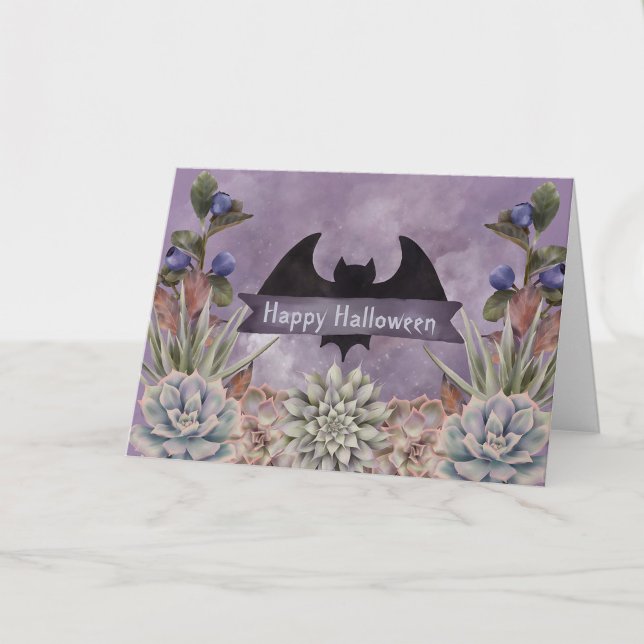 Carte Floral de chauve-souris noire d'Halloween (Créateur téléchargé)