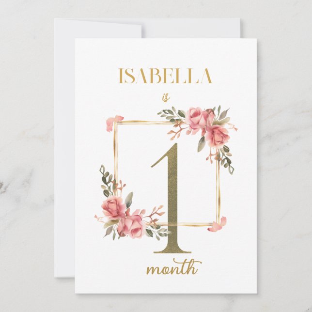 Carte Floral Elegant Milestone (Devant)