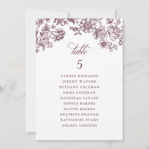 Carte Floral Elegant Vintage Bourgogne