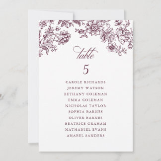 Carte Floral Elegant Vintage Bourgogne
