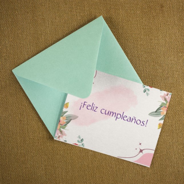 Carte Floral ¡Feliz cumpleaños ! Anniversaire espagnol (spanish birthday card feliz cumple )
