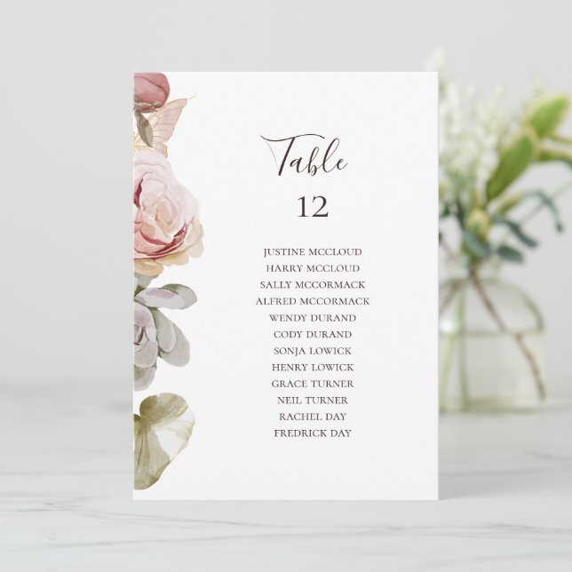 Carte Floral flush moderne | Tableau des sièges des numé (Debout devant)