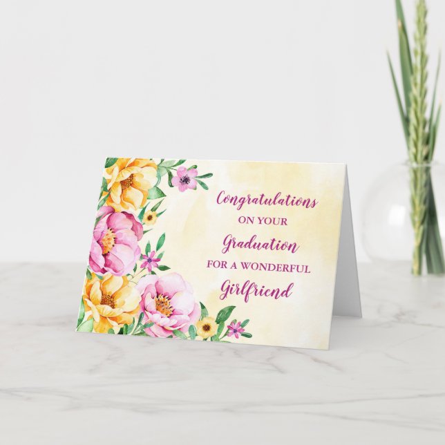 Carte Floral Girlfriend Félicitations Graduation (Devant)