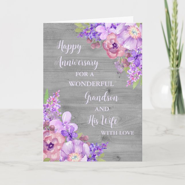 Carte Floral Grandson et son anniversaire de femme (Devant)