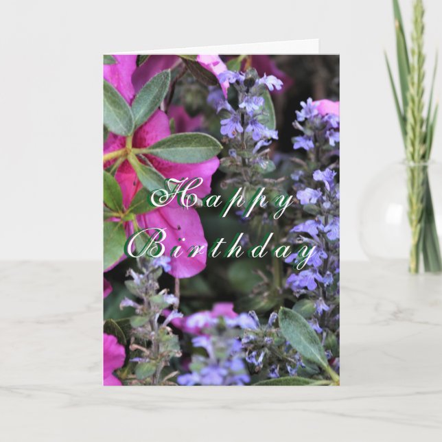Carte  Floral  "Happy Birthday" Customizable Card (Devant)