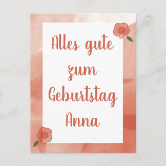 Carte Floral Happy Birthday personnalisée en allem