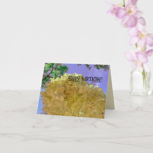 Carte Floral hortensia jaune joli ANNIVERSAIRE (Orchidée)