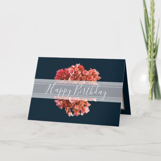 Carte Floral Hydrangea Fleur Bouquet Orange Anniversaire (Devant)