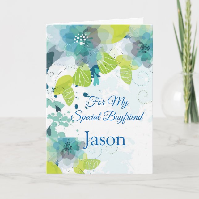 Carte Floral Imprimer Nom personnalisé Anniversaire Cart (Devant)
