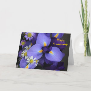 Carte Floral, Iris et Mini Daisy, Joyeux Anniversaire
