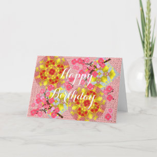 Carte Floral japonais rose cerisier fleurs joliment