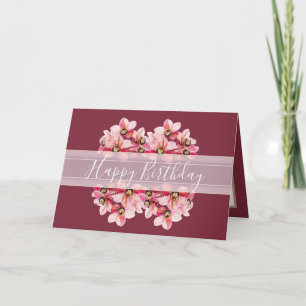 Carte Floral Jolies Orchidées Fleur Bouquet Rose Anniver