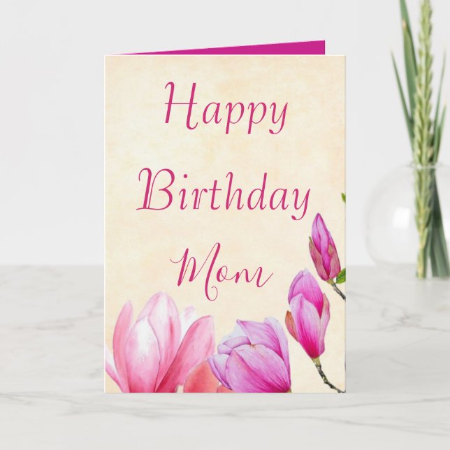 Carte Floral Joyeux Anniversaire Photo Maman à l'intérie (Devant)