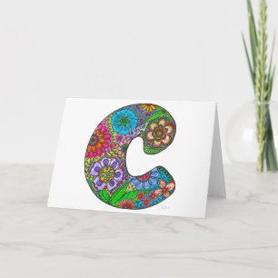 Carte Floral Lettre C - à partir d'oeuvres origina