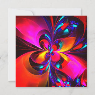 Carte Floral moderne Art Abstrait Rouge Bleu Motif #07