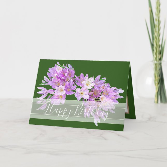 Carte Floral Moderne Crocus Bouquet rose Anniversaire (Devant)