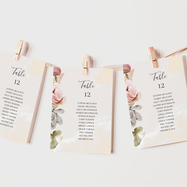 Carte Floral moderne | Tableau des numéros de la table d (Créateur téléchargé)