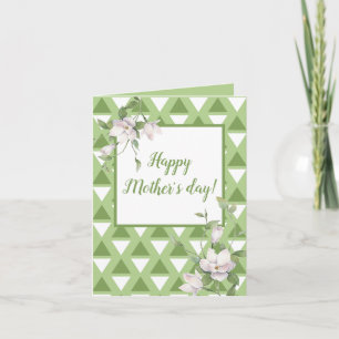 Carte Floral motif géométrique vert pastel simple