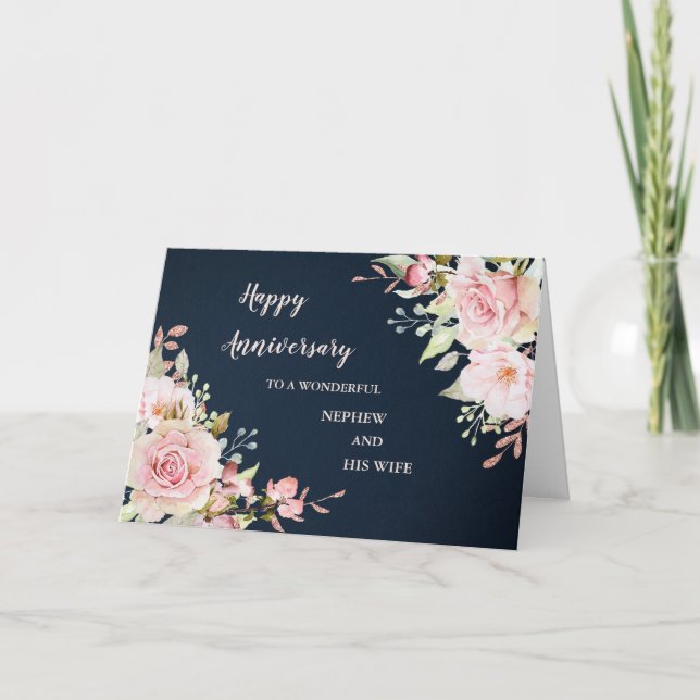 Carte Floral Nephew et son anniversaire de Mariage (Devant)