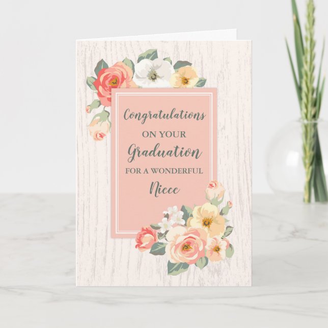 Carte Floral Niece Félicitations Graduation (Devant)