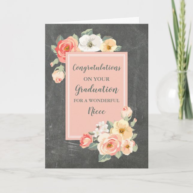 Carte Floral Niece Félicitations Graduation (Devant)